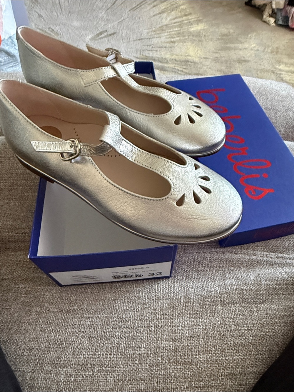 bebe Girls Silver T-Strap Moccasins